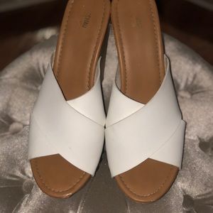 White open toe mule
